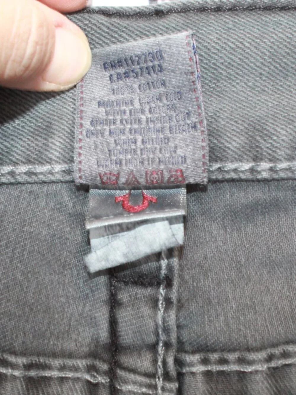 NWT True Religion Mens Bootcut Jeans PX Black Grey Flap Pocket Size 31
